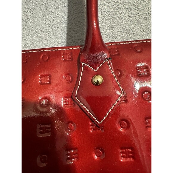 ARCADIA ReddishBurgndy Large Patent Leather Purse Shoulder/Handbag Satchel Italy - Picture 6 of 11